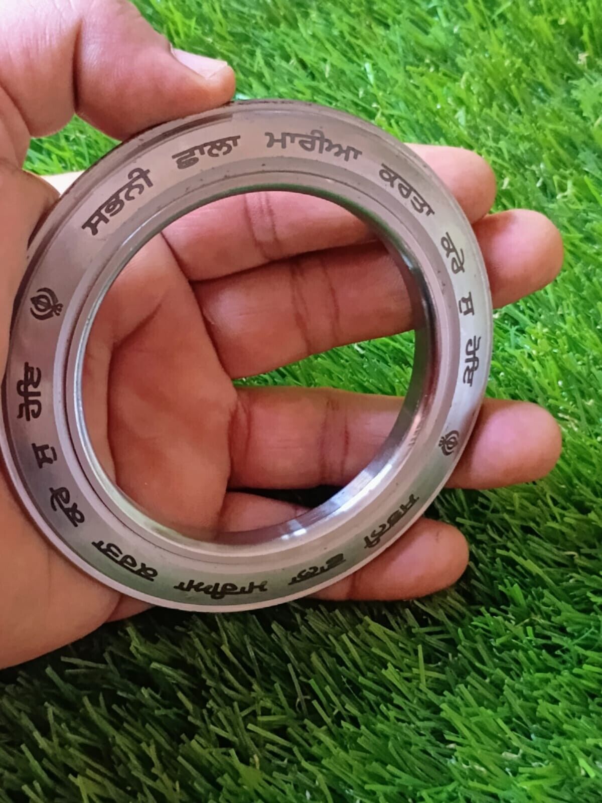 Sarbloh Kara Gurmukhi Bangle Sabhni Challa Maria Smooth Sikh Chakri Kada CC36R