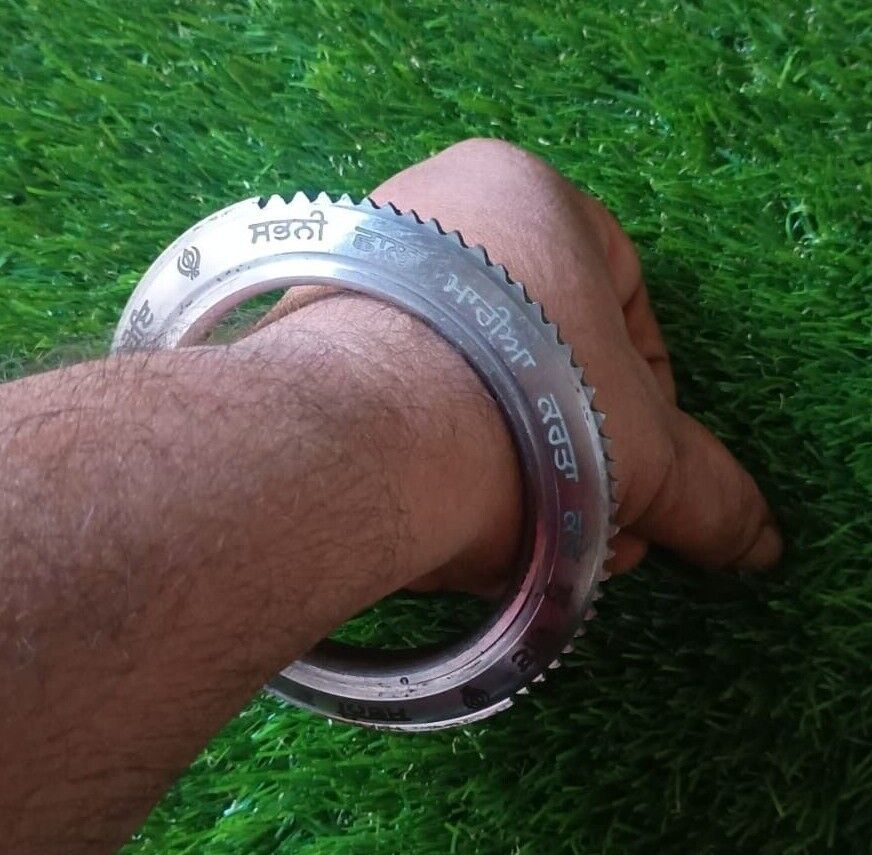 Sarbloh Kara Gurmukhi Bangle Sabhni Challa Maria Chakri Cut Kada Sikh Iron CC37R