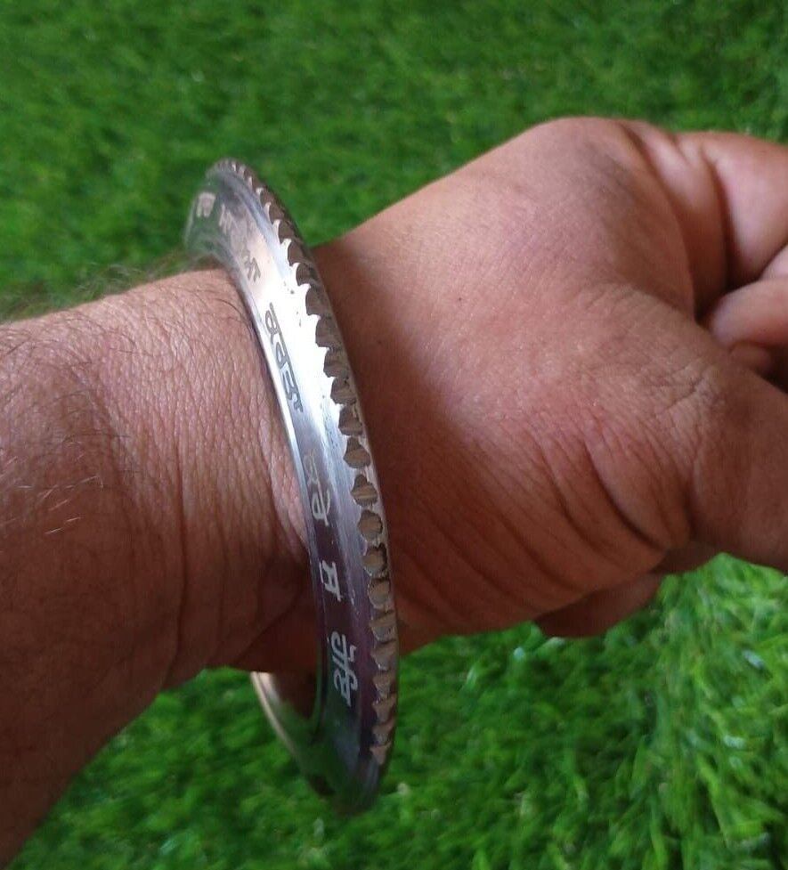 Sarbloh Kara Gurmukhi Bangle Sabhni Challa Maria Chakri Cut Kada Sikh Iron CC37R