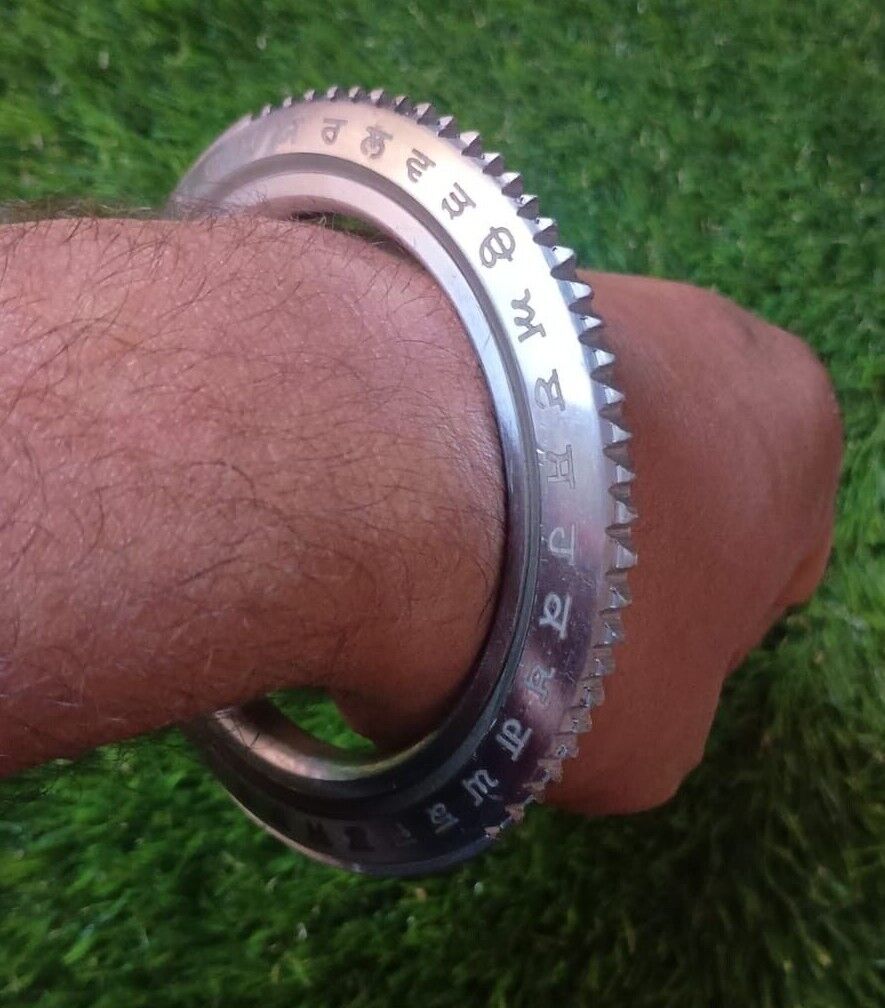 Sarbloh Kara Gurmukhi Bangle Sabhni Challa Maria Chakri Cut Kada Sikh Iron CC37R