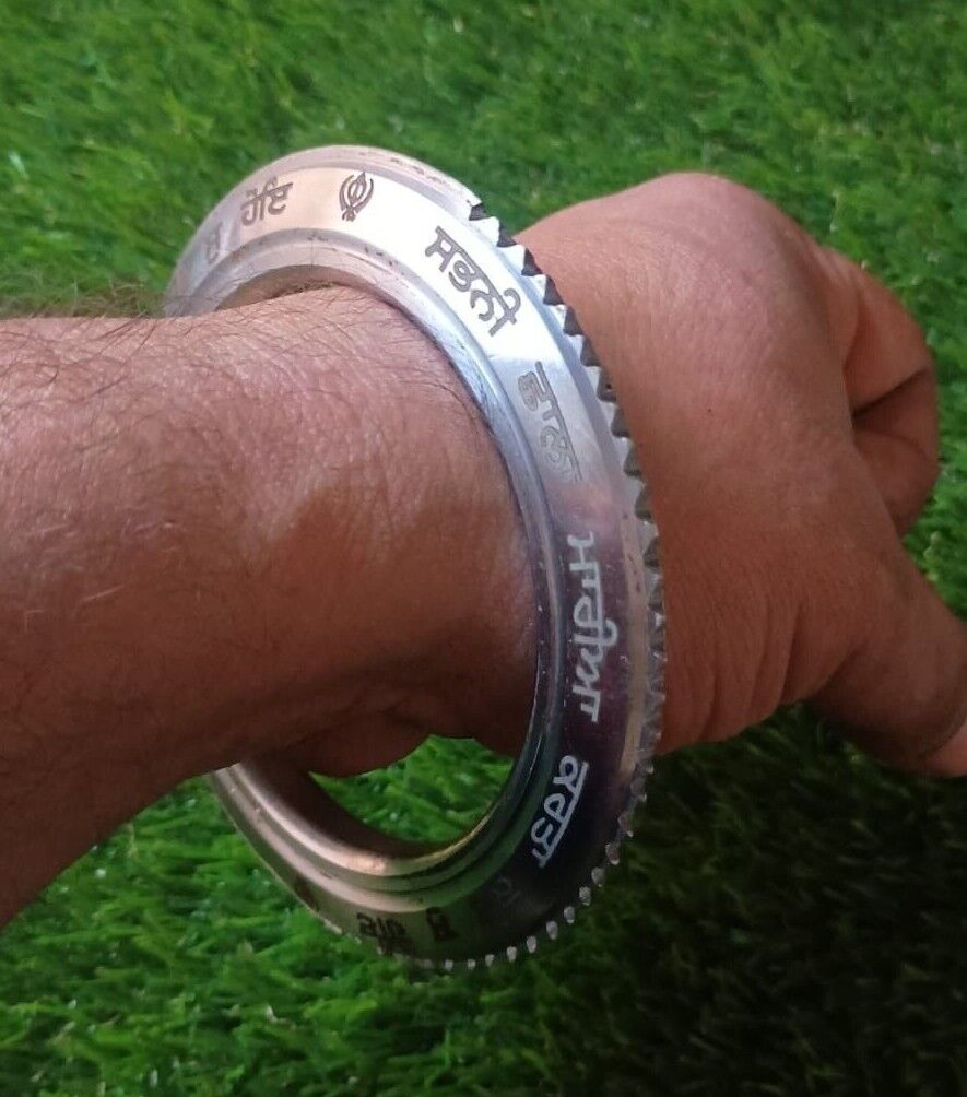Sarbloh Kara Gurmukhi Bangle Sabhni Challa Maria Chakri Cut Kada Sikh Iron CC37R