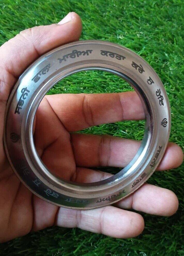 Sarbloh Kara Gurmukhi Bangle Sabhni Challa Maria Smooth Sikh Chakri Kada CC36R