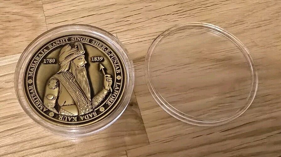 Shere Punjab Maharaja Ranjit Singh Memorable Token Coin Antique Gold Plated SSS