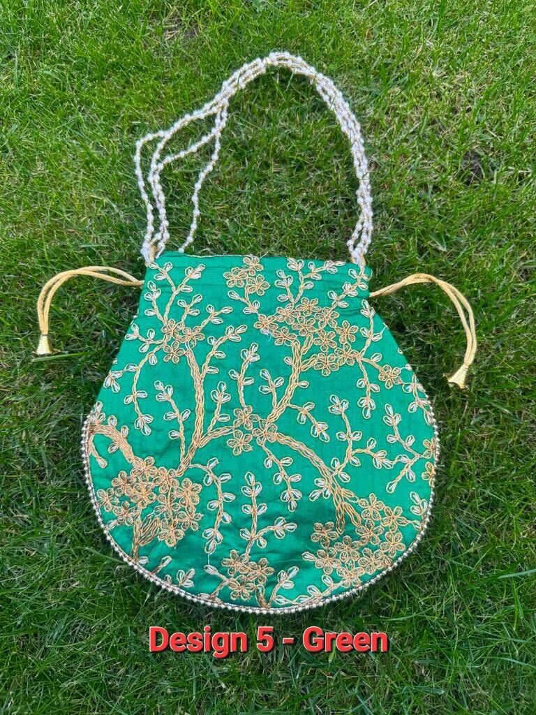 Wedding Potli Designer Silk Women Girls Purse Ethnic Indian Bride Bag Embroidery