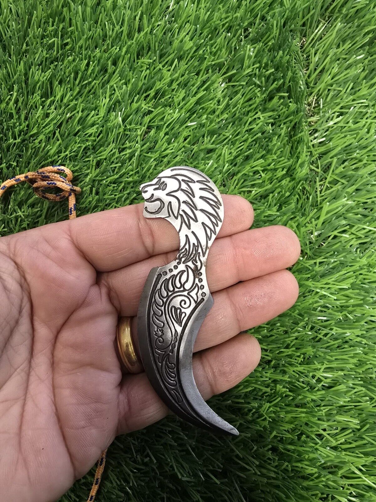 Khalsa Sarbloh punch Pure iron punjabi sikh singh kaur taksali Lion Shastar A7A