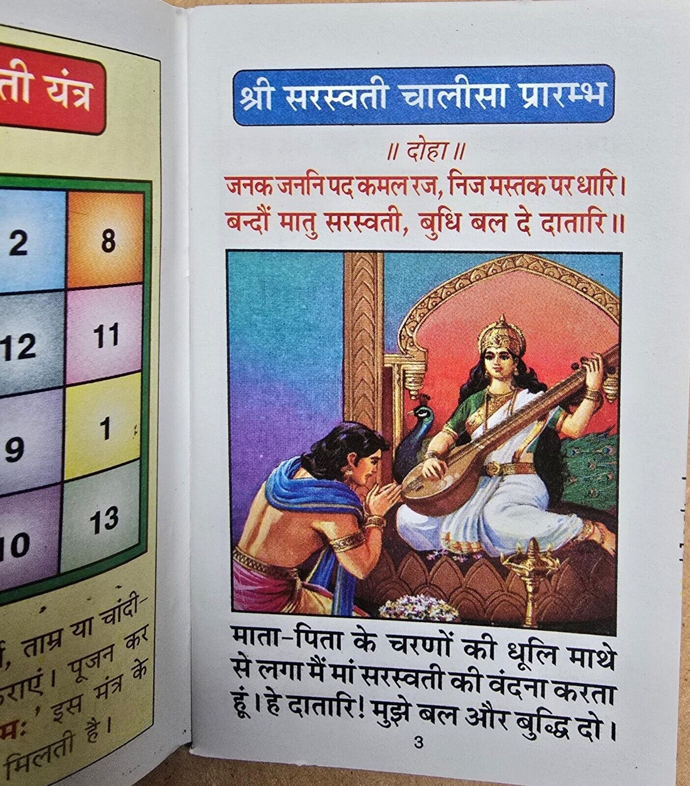 Sarswati Chalisa Satotar Naamvali Aarti in Hindi Evil Eye Protection Hindu Book