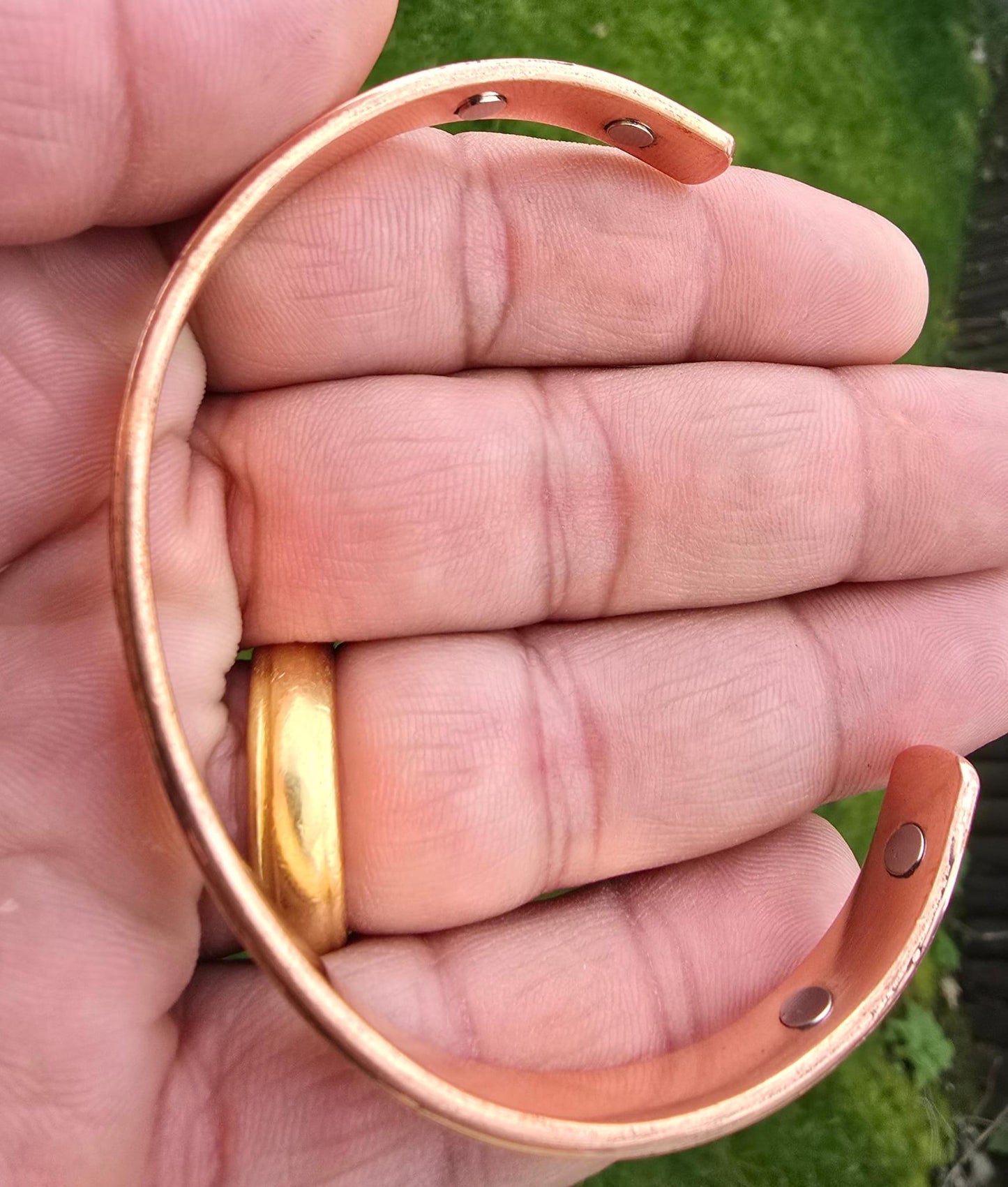 Copper Om Kara Hindu Tamba Bangle Smooth Design Magnetic Ohm Kada Ajustable O2A Meditation Bracelet Karray Karha Sikh BP Health Benefits