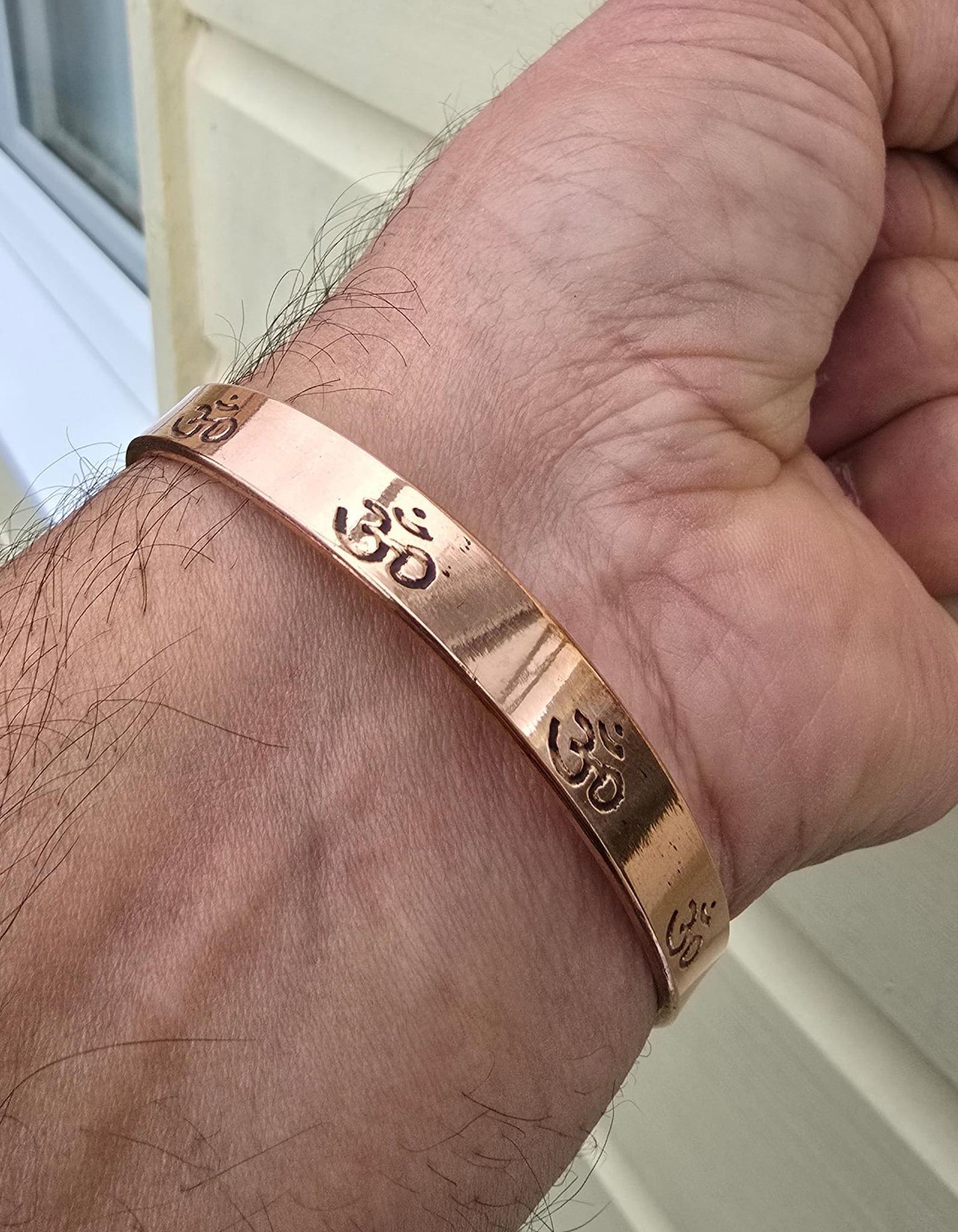 Copper Om Kara Hindu Tamba Bangle Smooth Design Magnetic Ohm Kada Ajustable O2A Meditation Bracelet Karray Karha Sikh BP Health Benefits