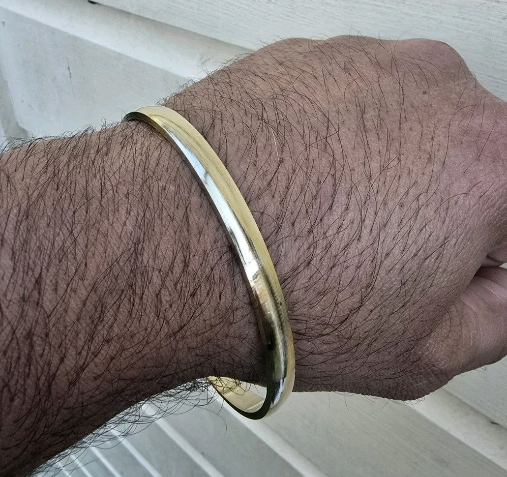 Brass Kara Smooth Design Sikh Bangle Singh Khalsa Bracelet Gold Look Kada L24G