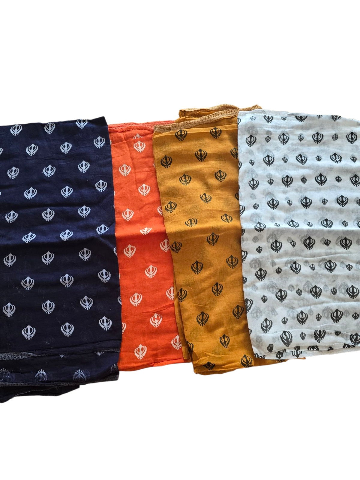 Sikh Punjabi Kaur Dupatta Khanda Print Chunni Singh Parna Gamcha Saropa Hajooria