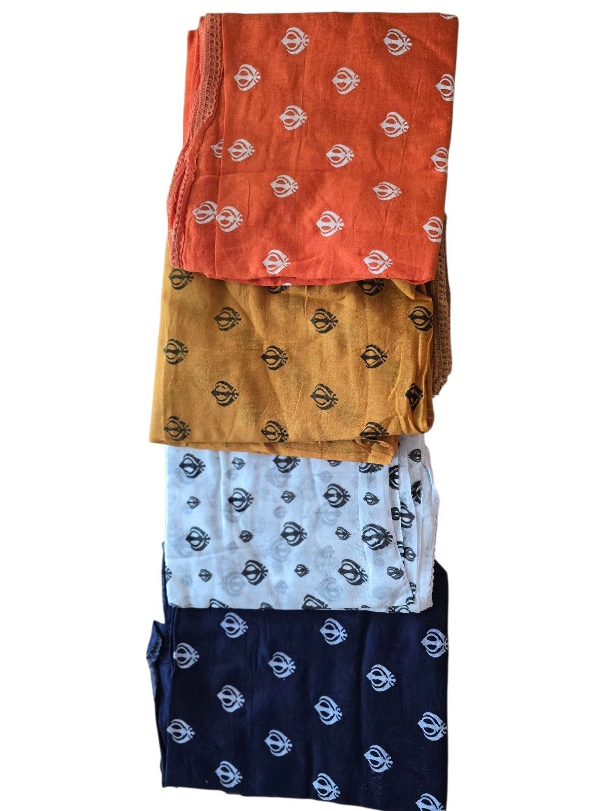 Sikh Punjabi Kaur Dupatta Khanda Print Chunni Singh Parna Gamcha Saropa Hajooria
