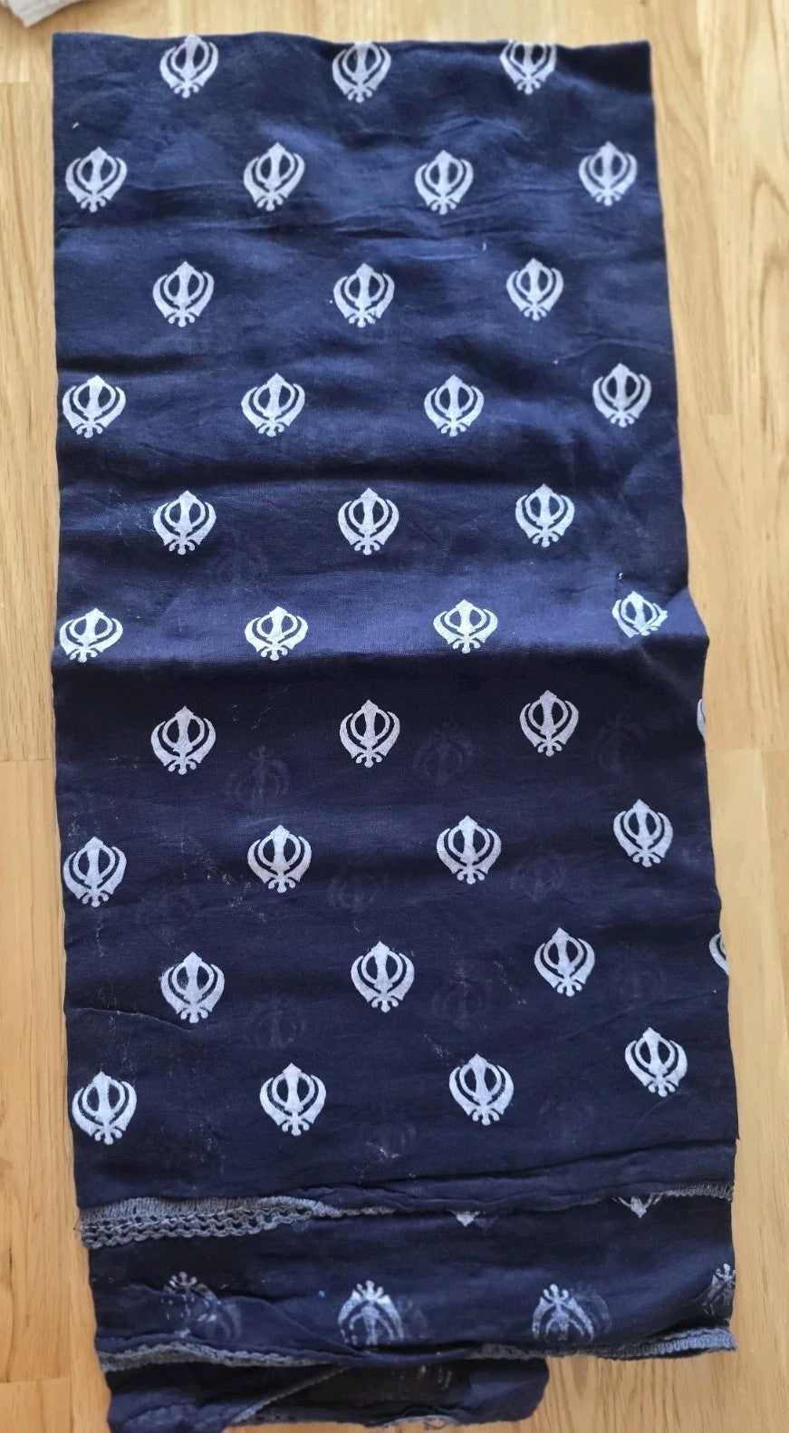 Sikh Punjabi Kaur Dupatta Khanda Print Chunni Singh Parna Gamcha Saropa Hajooria