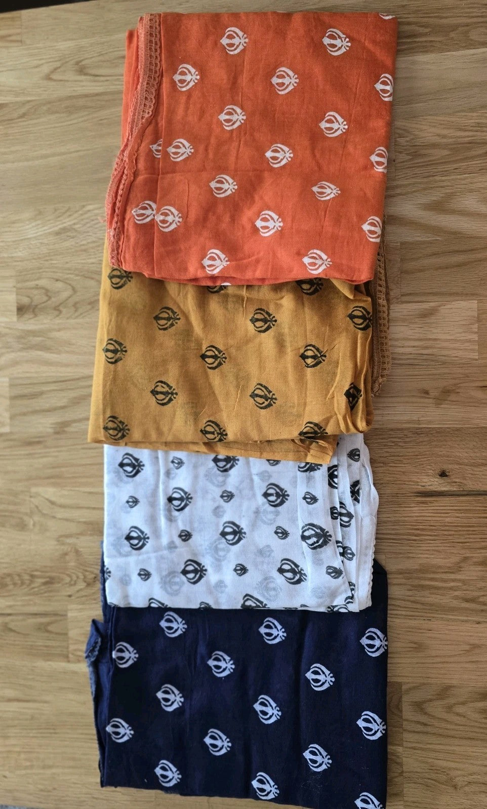 Sikh Punjabi Kaur Dupatta Khanda Print Chunni Singh Parna Gamcha Saropa Hajooria