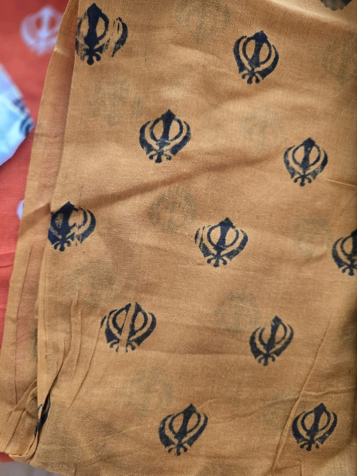 Sikh Punjabi Kaur Dupatta Khanda Print Chunni Singh Parna Gamcha Saropa Hajooria