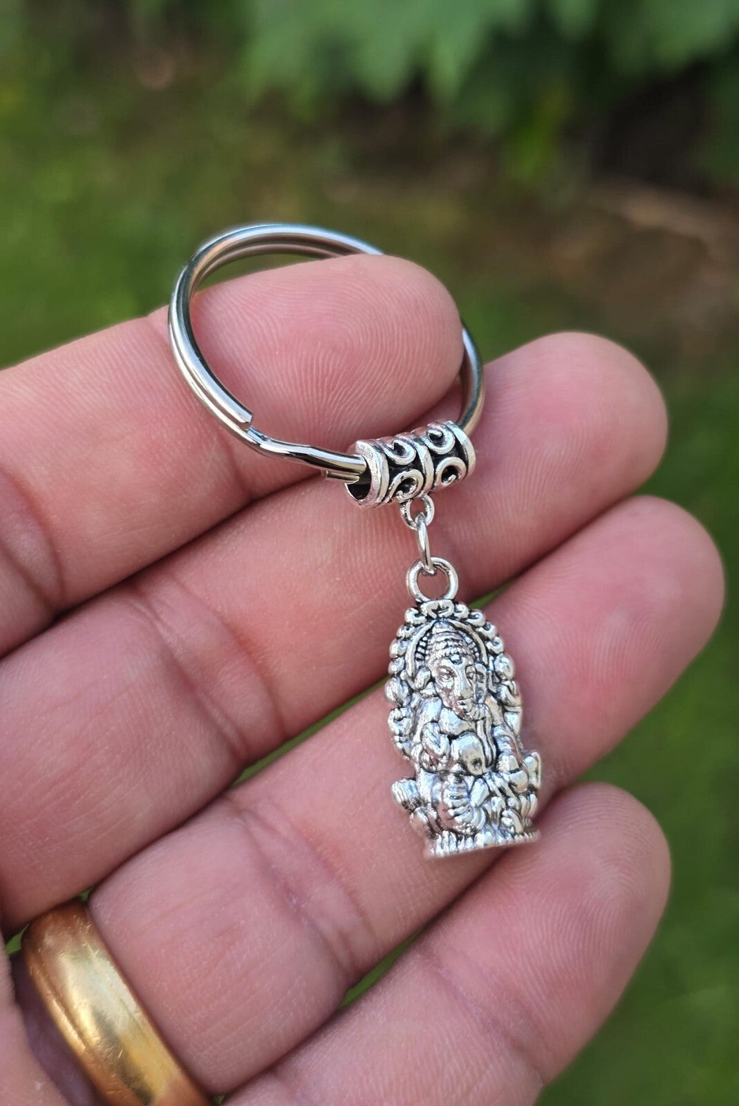 Hindu Lord Ganesh Key Ring Evil Eye Nazar Shield Punjabi Key Chain Hinduism PP63