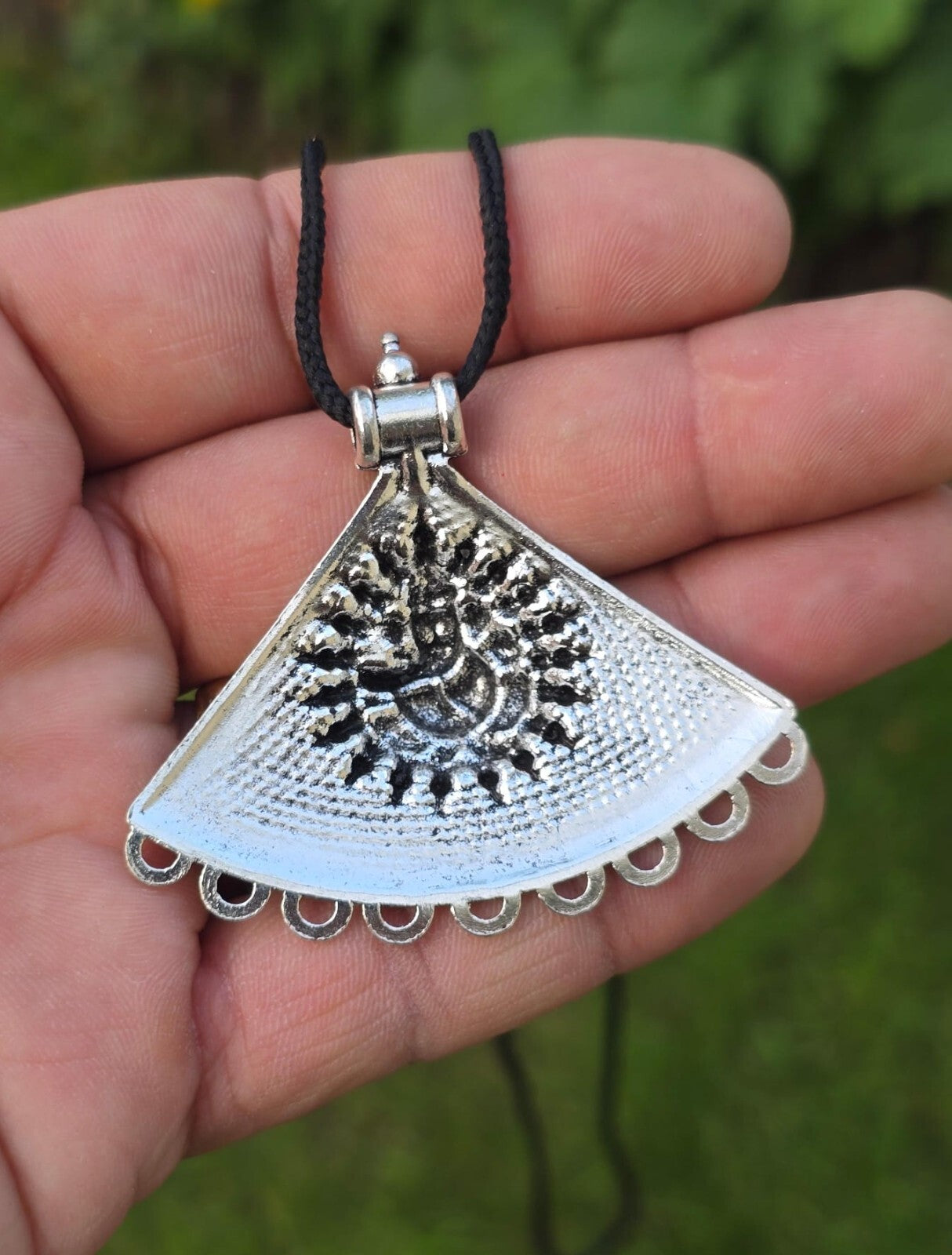 Ganesh Pendant Talisman Protection Punjabi Lucky Taweet Locket in Black Dori PP