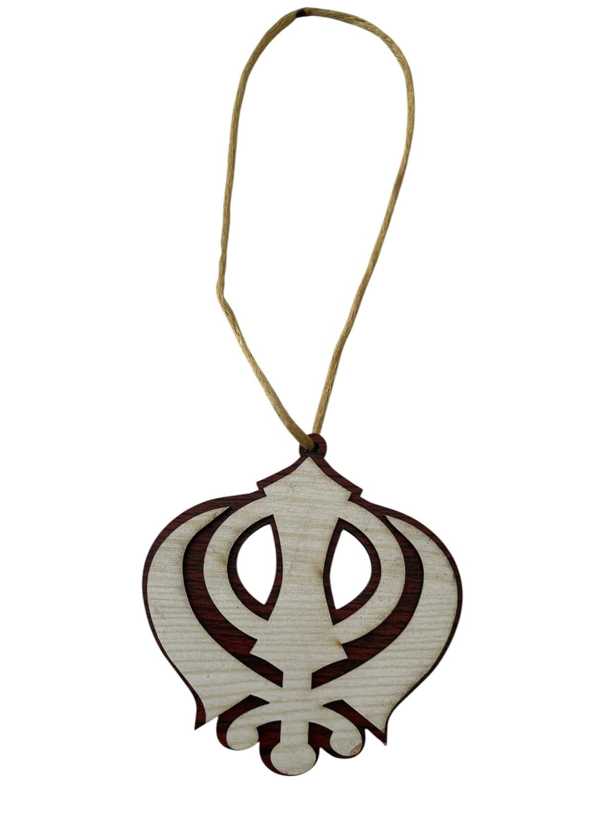 Wooden Khanda Hanger Car Mirror Ornament Punjabi Sikh Singh Khalsa Pendant ZZ1