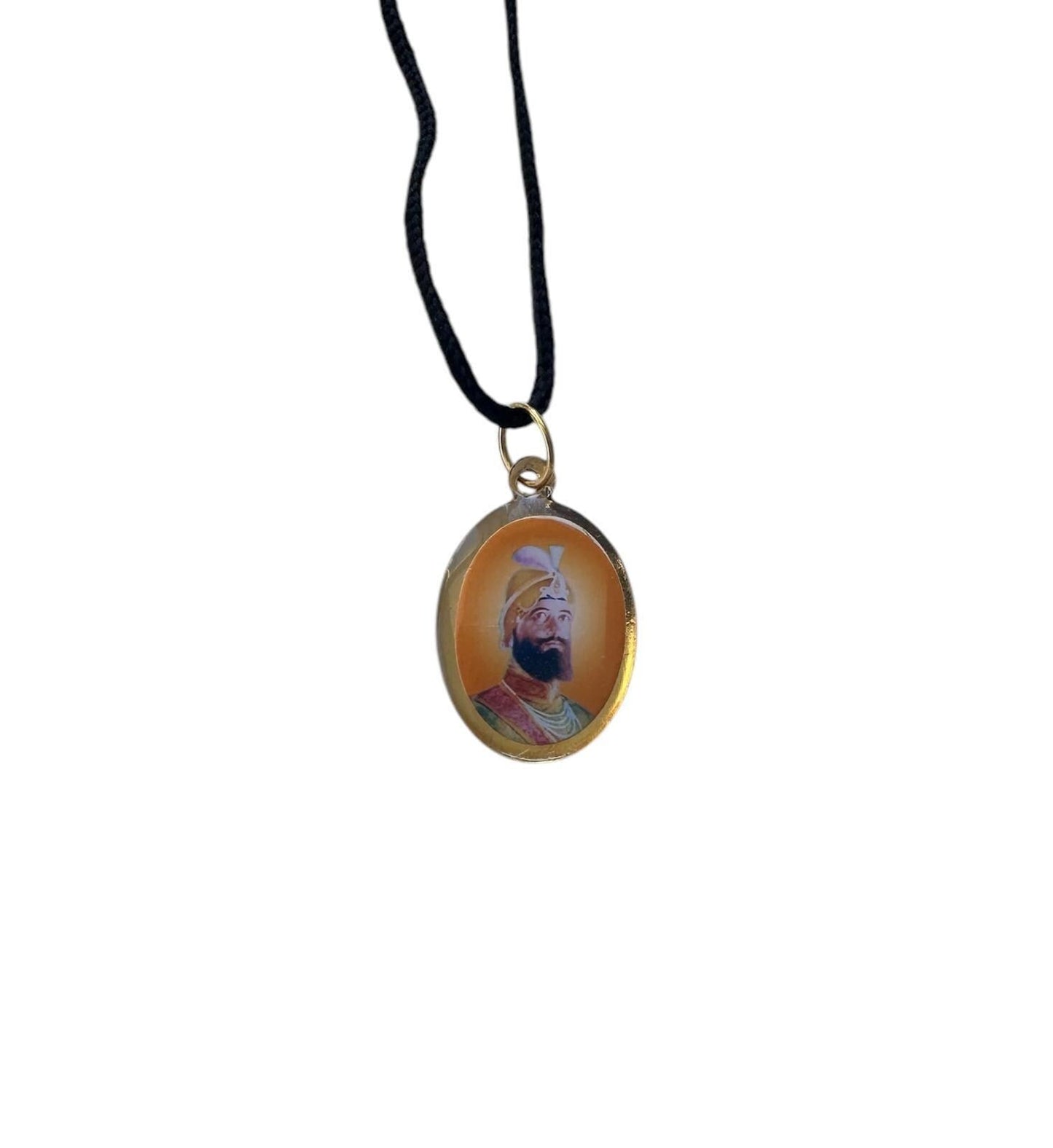 Sikh Guru Nanak Gobind Singh Pendant Double Sided Oval Photo Necklace Dori UK DD57