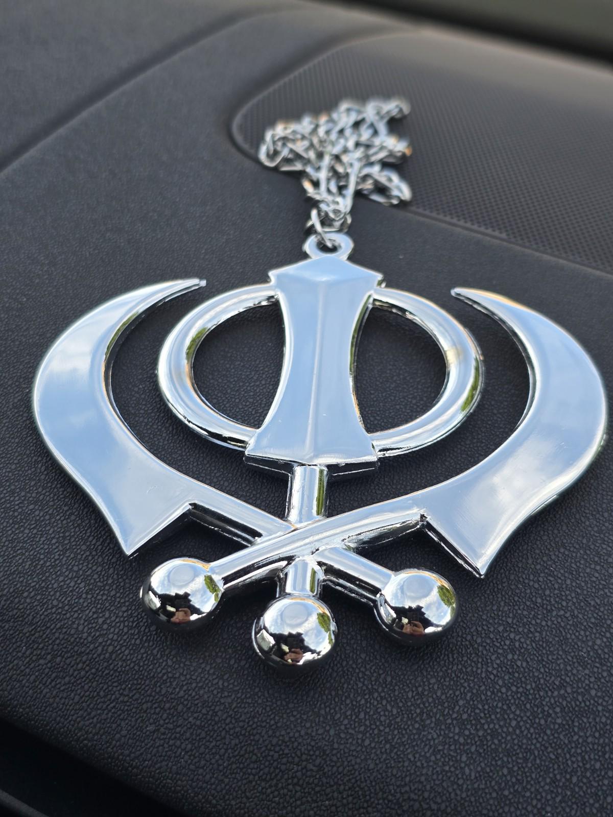 Sikh Gold BlacK Silver KHANDA XLarge Car hanger Khalsa Singh Kaur Punjabi SS53