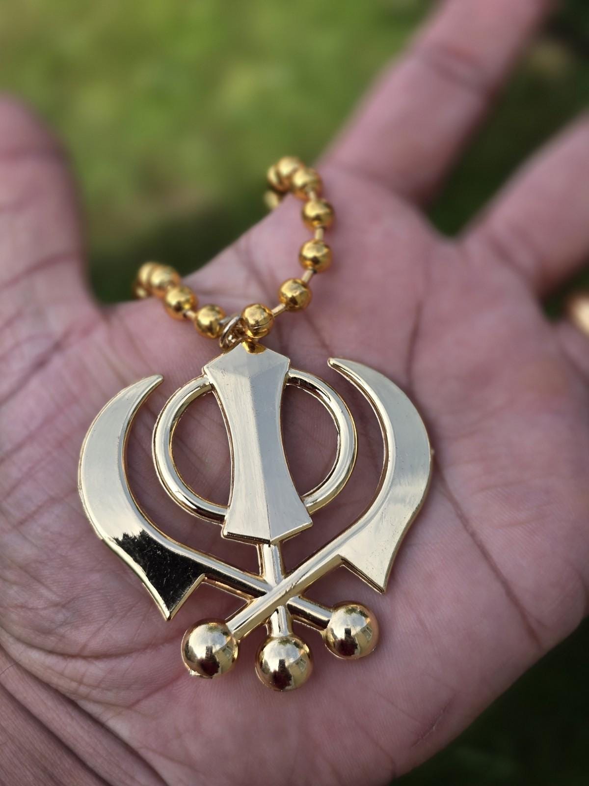 Sikh Gold or Silver plated KHANDA  car hanger  Khalsa Singh Kaur  Punjabi SS51
