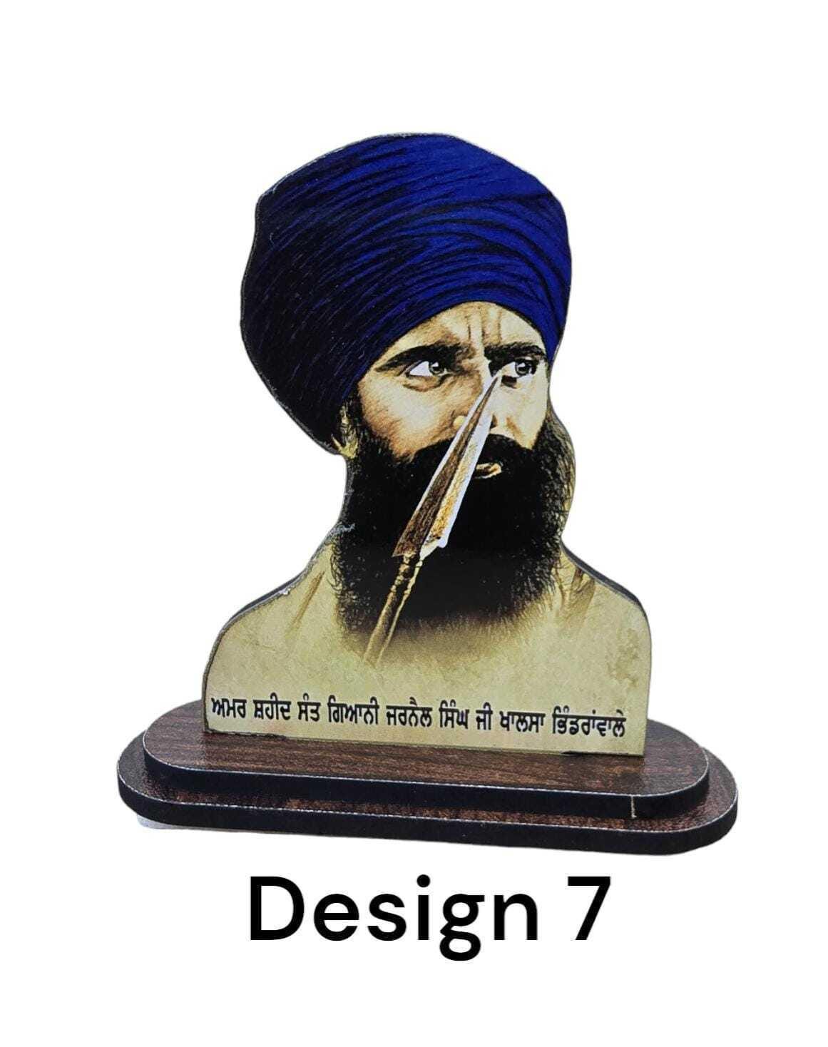 Sikh Wood Carved Photo Guru Nanak Gobind Singh Baba Deep Singh Car Dashboard New OHG