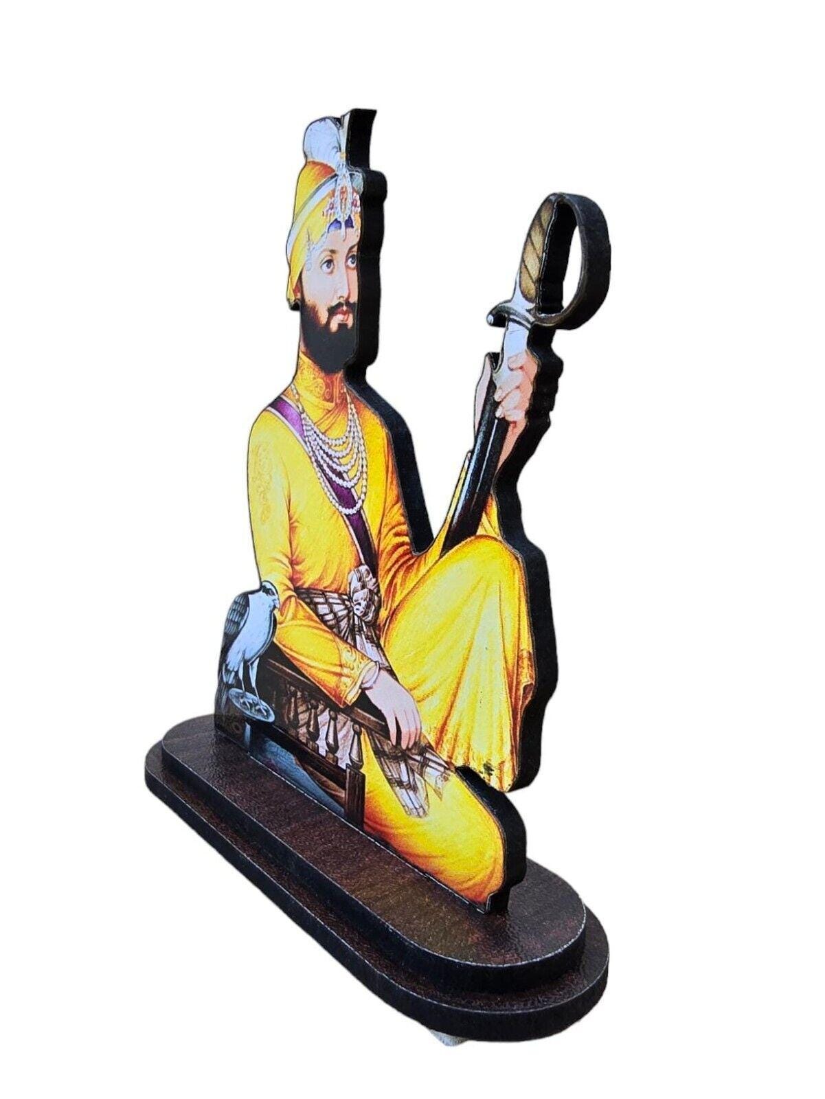 Sikh Wood Carved Photo Guru Nanak Gobind Singh Baba Deep Singh Car Dashboard New OHG