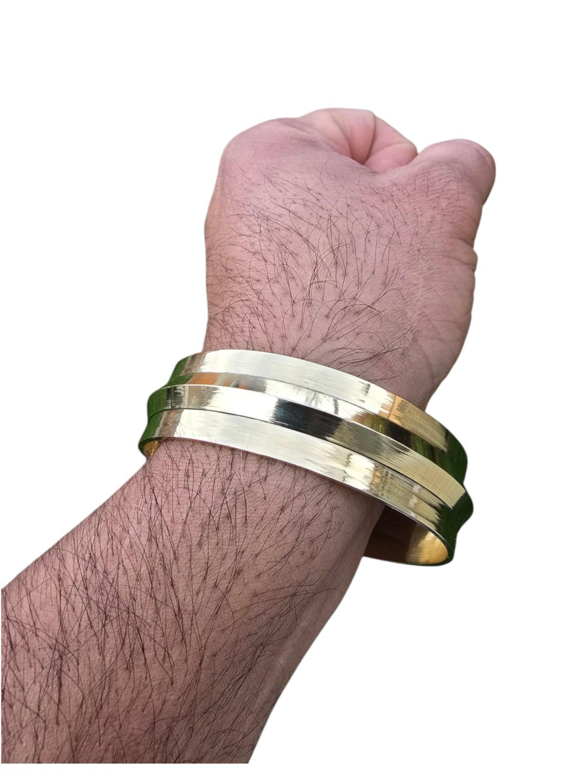 Brass Kara Collar Design One Edge Sikh Bangle Singh Khalsa Wide Heavy Kada H3G