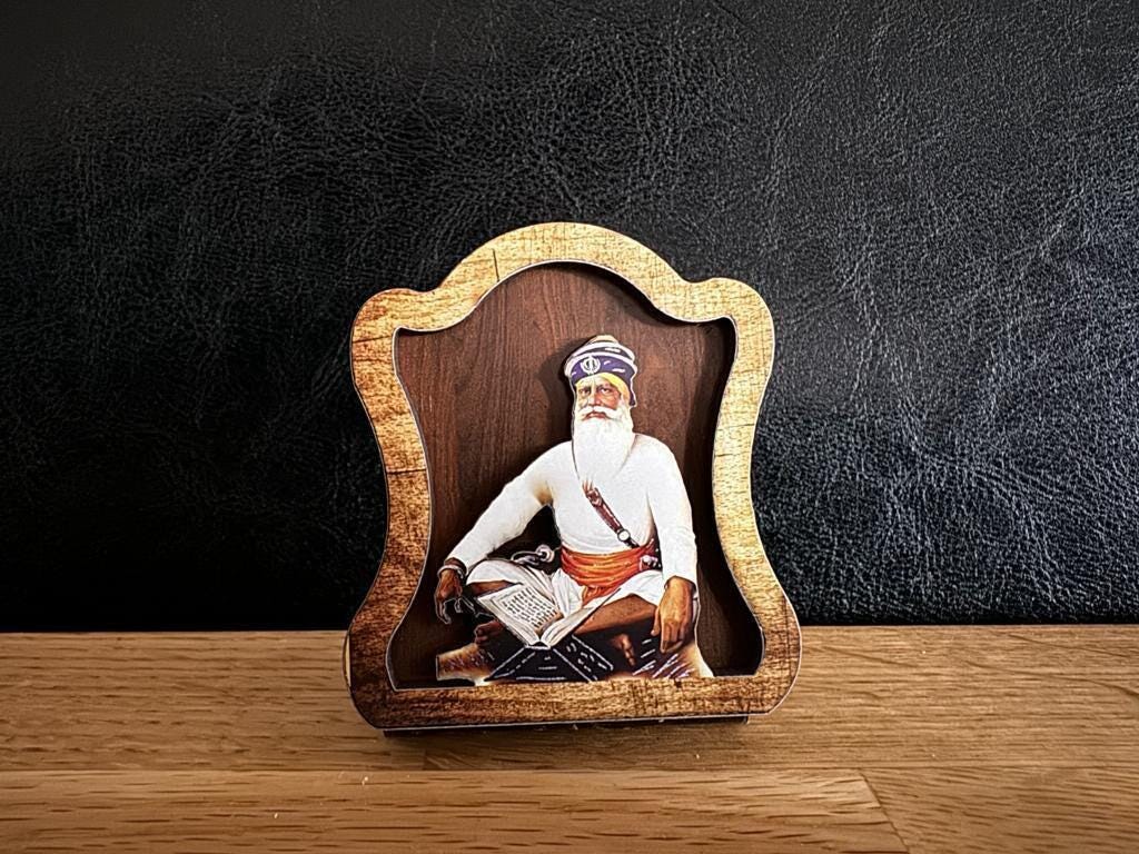 Sikh Wood Ten Guru Nanak Gobind Singh Baba Deep Singh Souvenir Car Dashboard OF24G