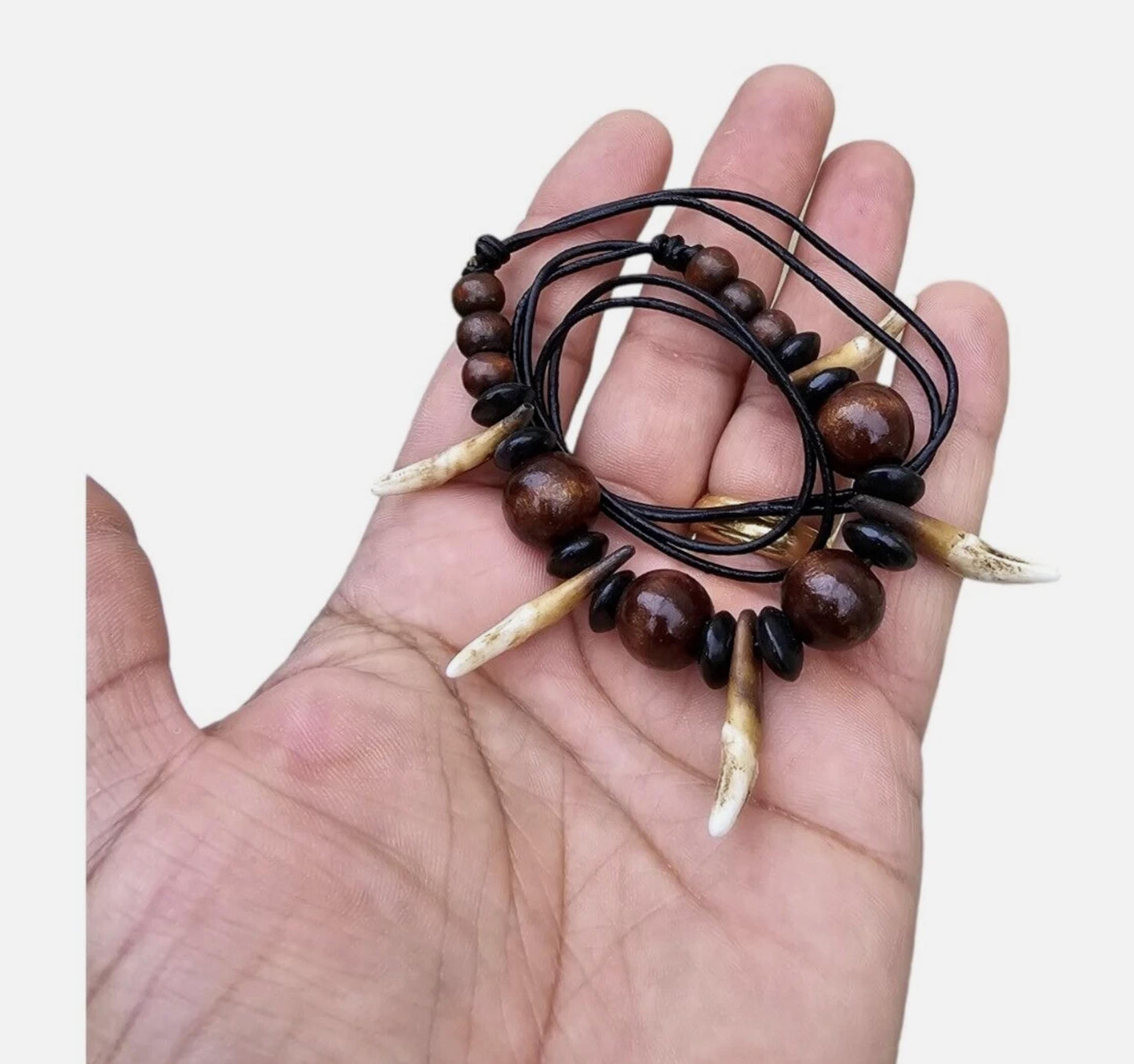Authentic wolf tooth pendant tribal evil eye nazar protection witcher necklace