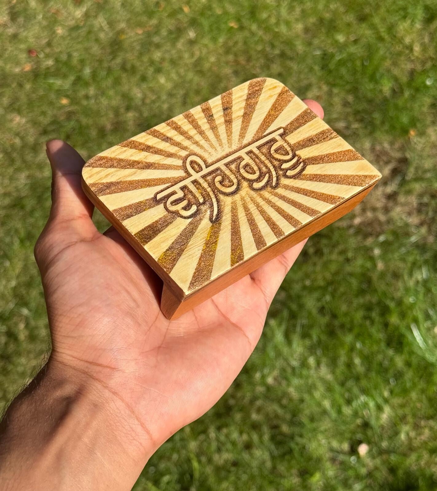 Wooden Sikh Stand Ik Onkar Satnam Waheguru Carved Design Singh Kaur Khalsa ZZ28