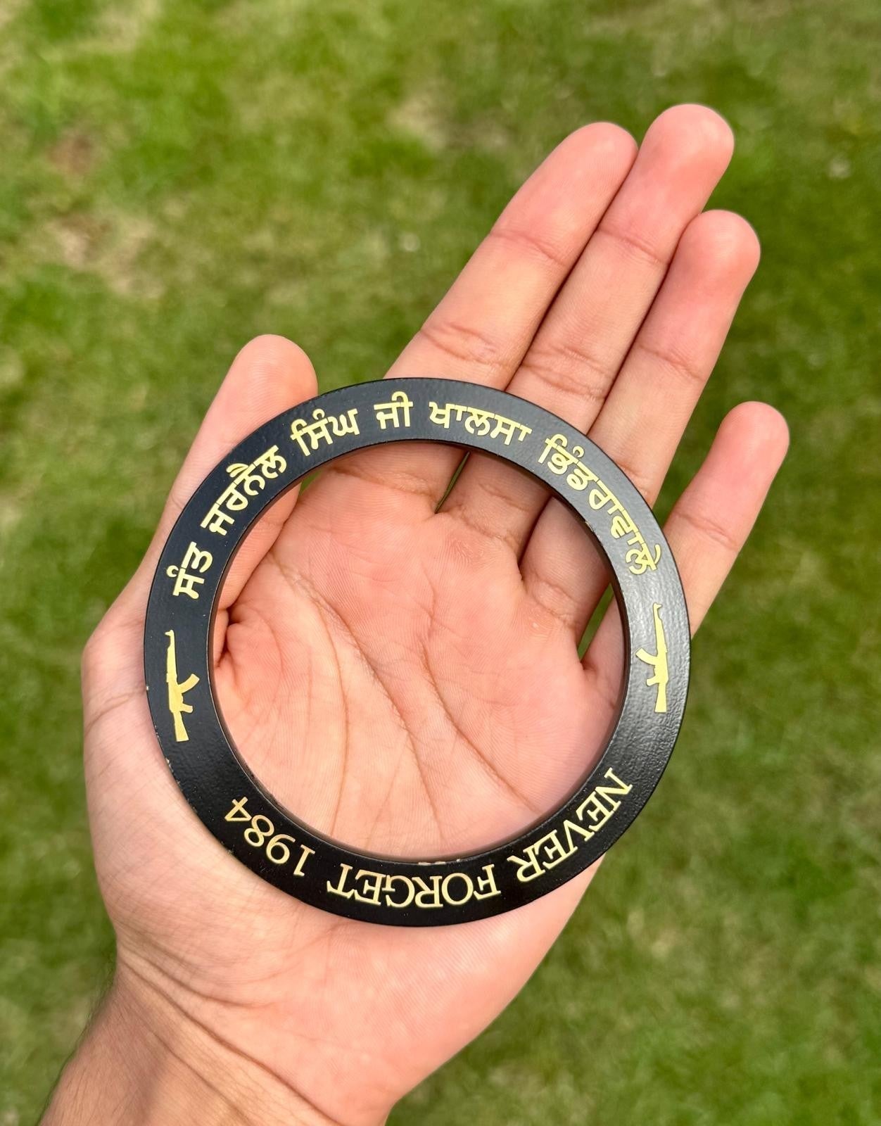 Sikh Sarbloh Kara Black Pure Iron Never Forget 84 Bhindranwale Khalsa Kada I24