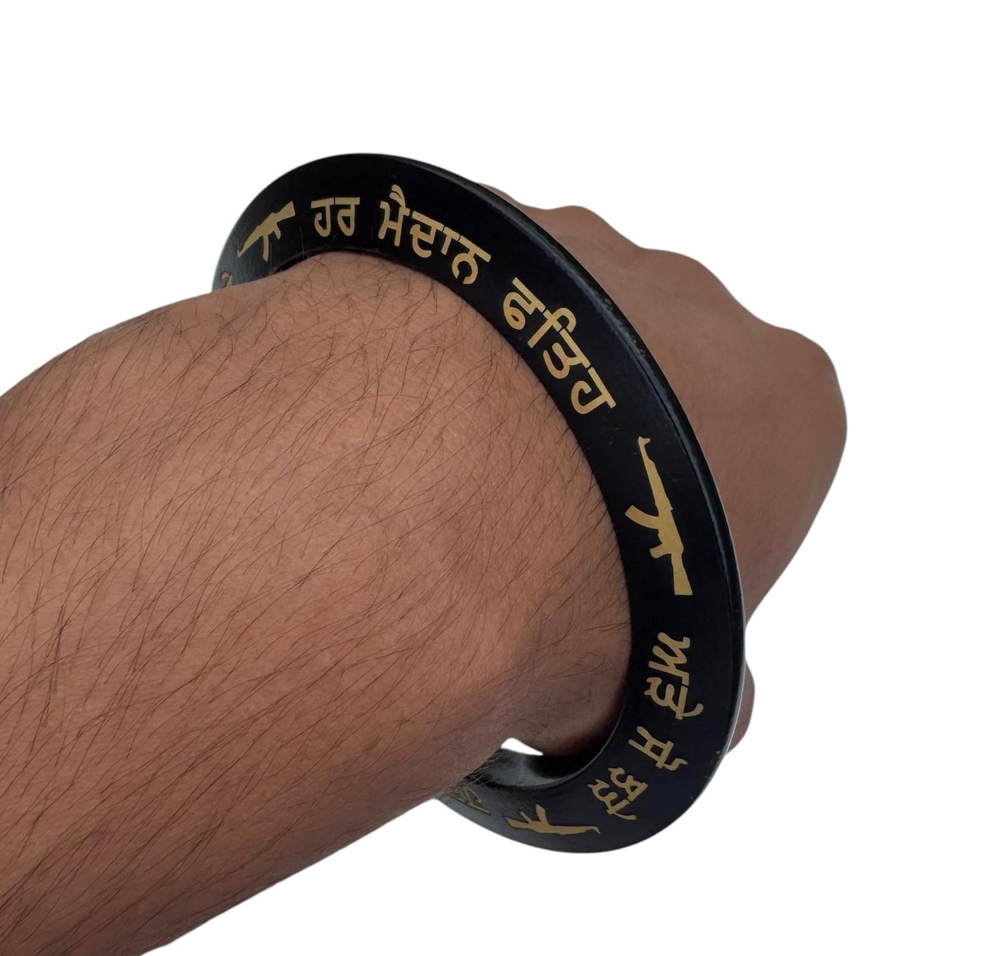 Sikh Sarbloh Kara Pure Iron Black Bangle Har Maidan Fateh Chakri Khalsa Kada I23