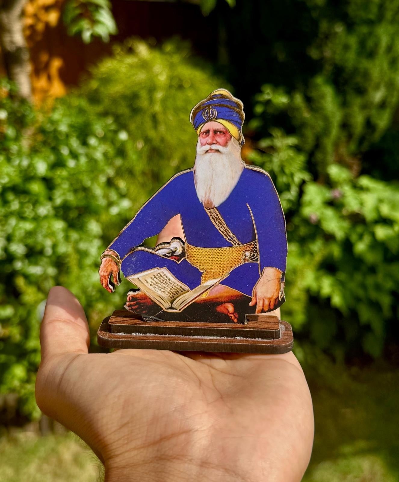 Wooden Car Stand Baba Deep Singh Ji Desktop Home Decor Display Sikh Khalsa ZZZ14