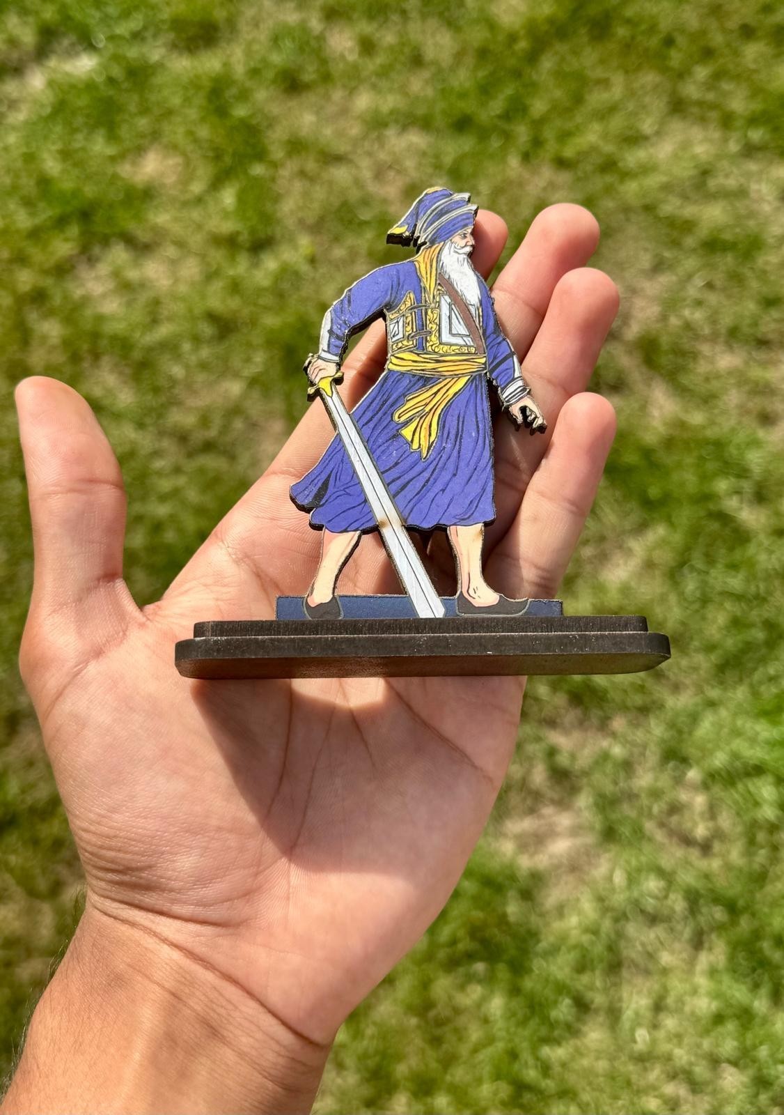 Wooden Car Stand Baba Deep Singh Ji Desktop Home Decor Display Sikh Khalsa ZZZ14