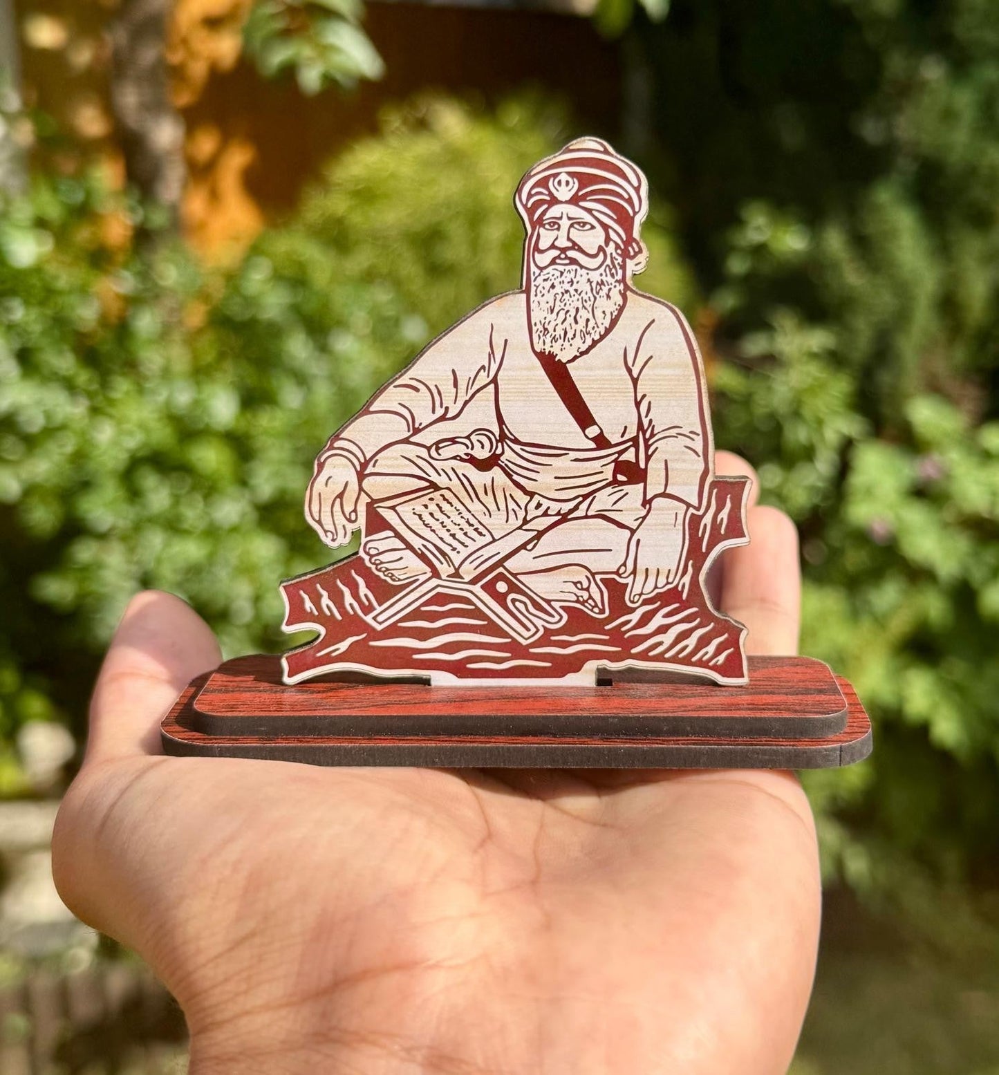 Wooden Car Stand Baba Deep Singh Ji Desktop Home Decor Display Sikh Khalsa ZZZ14