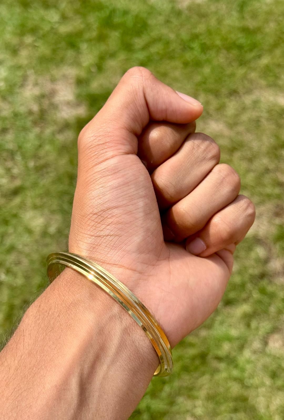 Sikh Brass Kara Stunning Gold Look Traditional Punjabi Kada Singh Karha T24R New lines design unisex
