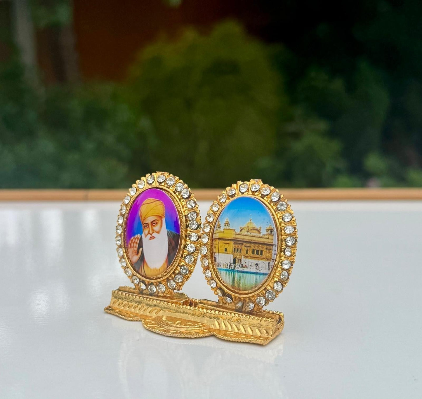 Sikh Dashboard Stand Golden Gems Baba Nanak Ji Harmandir Sahib 2in1 Dual Display Darbar Sahib Amritsar Baba Nanak Ten Gurus Car Stand Luck