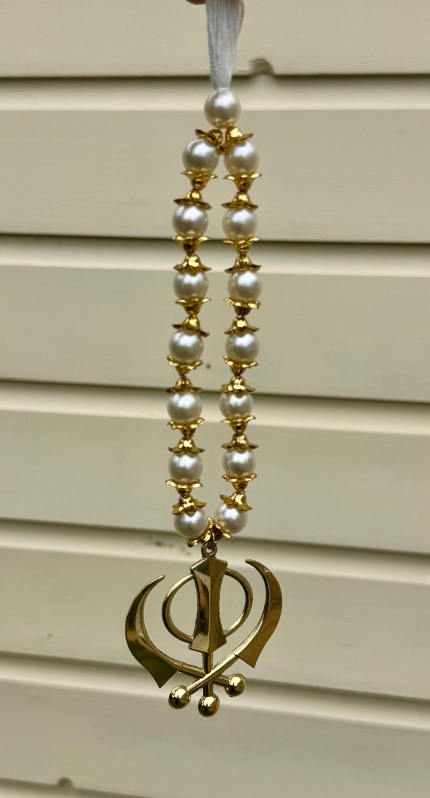 Sikh Khanda Hanger Car Rear Mirror Pendant Gold Plated Mala Singh Kaur ZZZ16 NEW