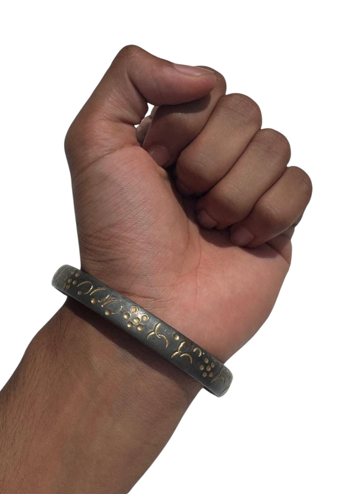 Sikh kara sarbloh floral engraved bangle singh kaur khalsa pure iron kada V12R