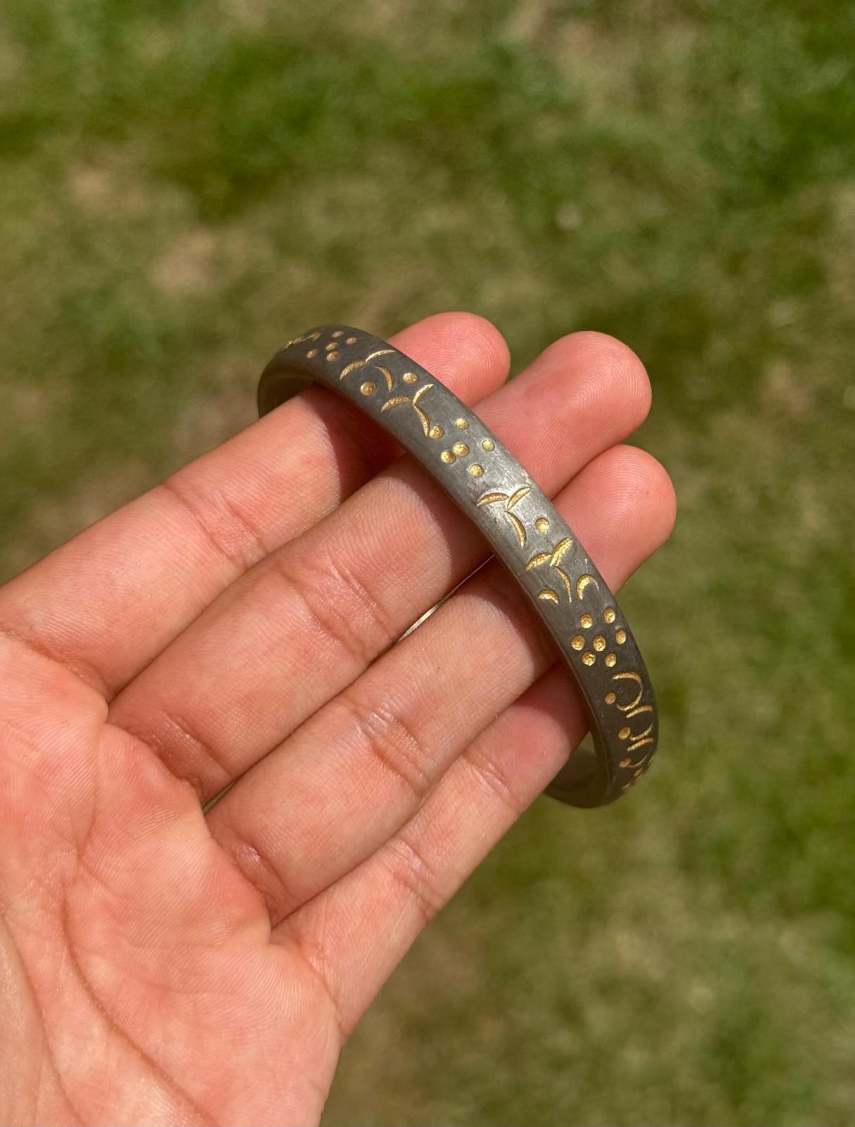 Sikh kara sarbloh floral engraved bangle singh kaur khalsa pure iron kada V12R