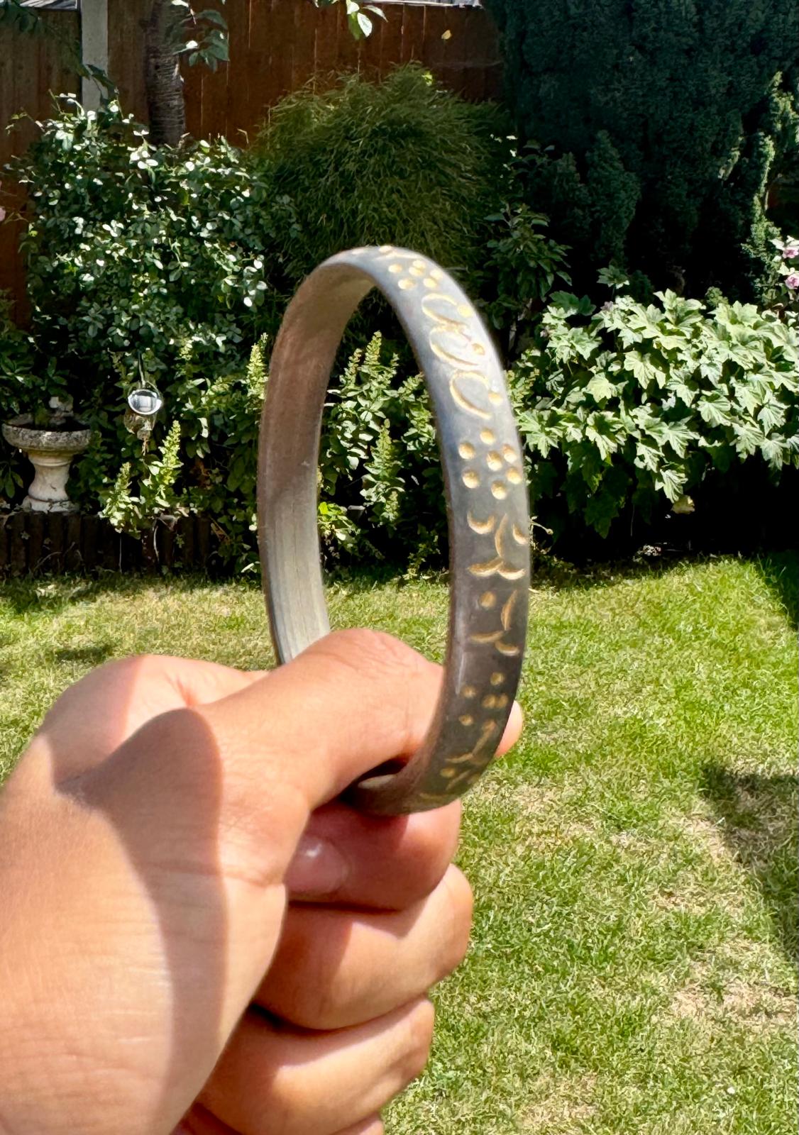 Sikh kara sarbloh floral engraved bangle singh kaur khalsa pure iron kada V12R