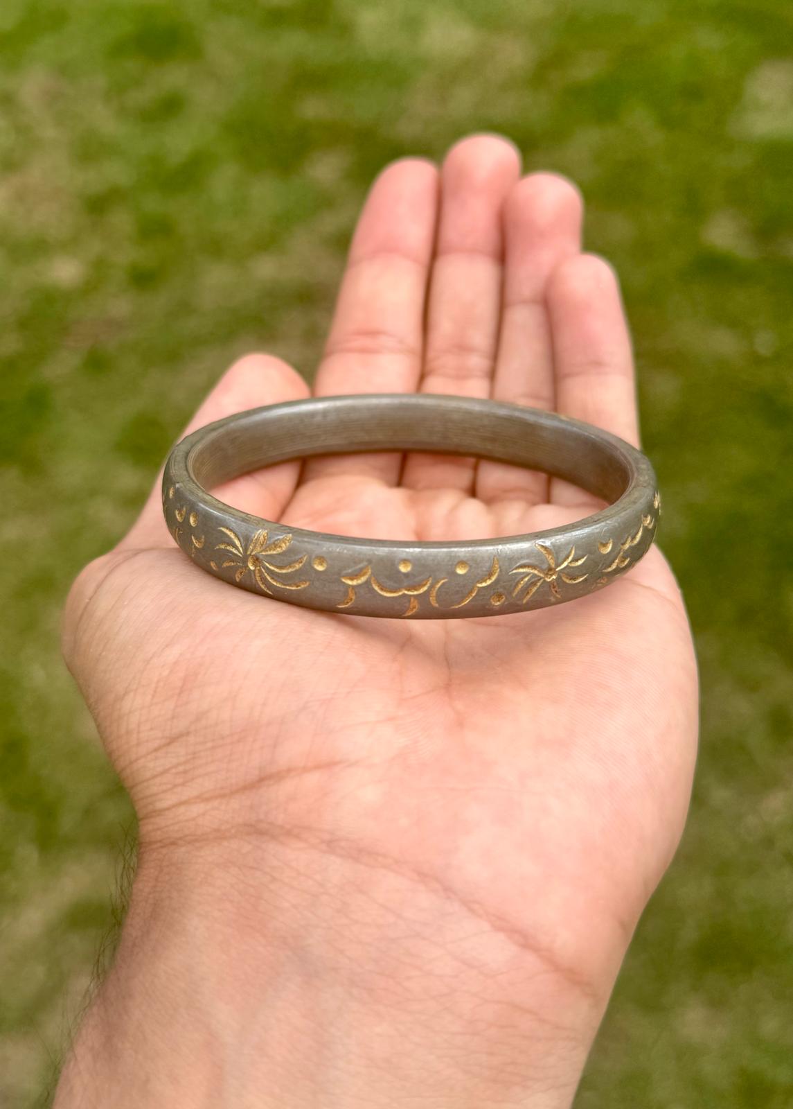 Sikh kara sarbloh floral engraved bangle singh kaur khalsa pure iron kada V31R