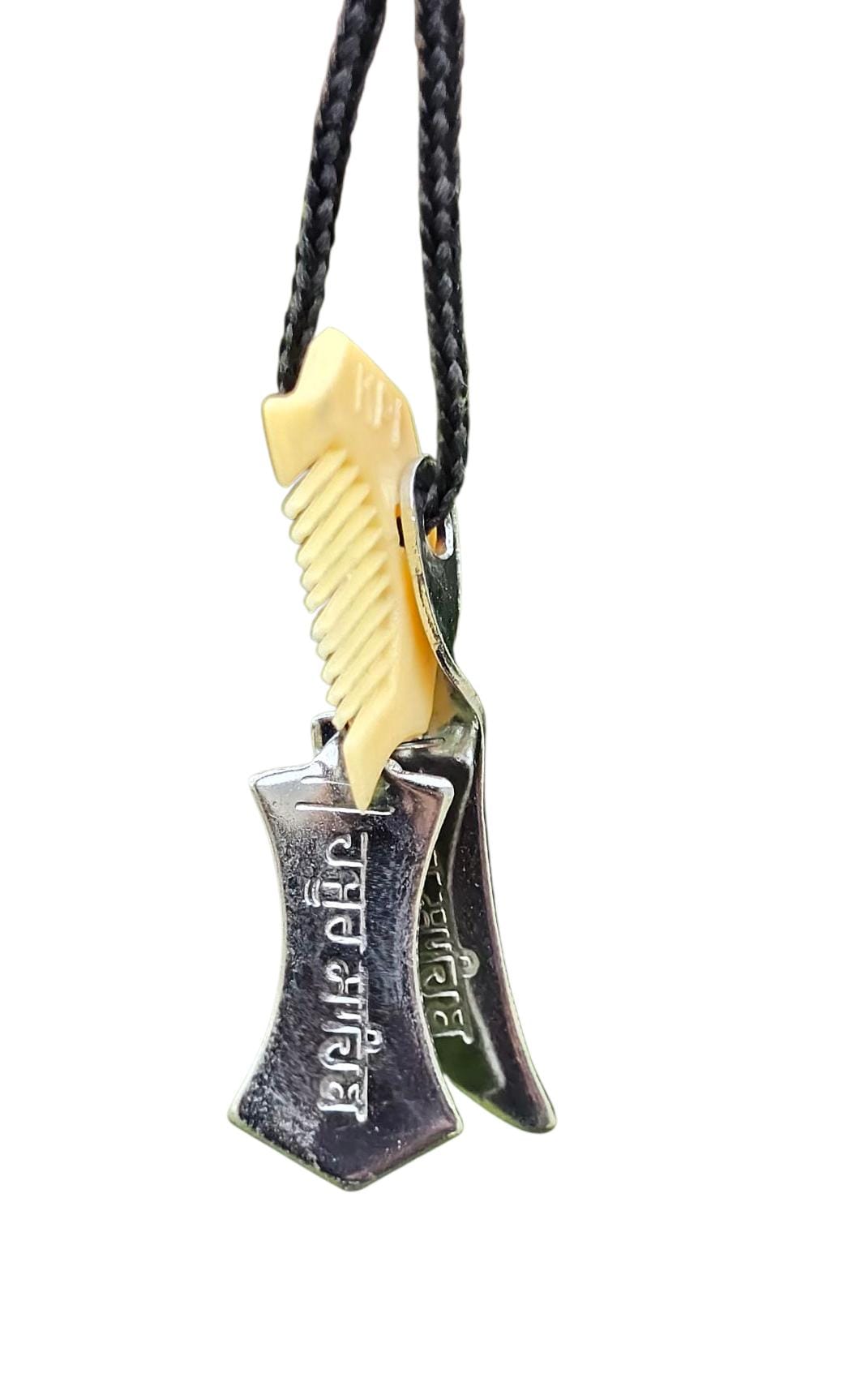 Sikh Hazoor Sahib Sword Khanda Kanga Pendant in black dori Singh kaur Hajur comb QQ locket Sikhism Khalsa Small Siri Sahib Necklace