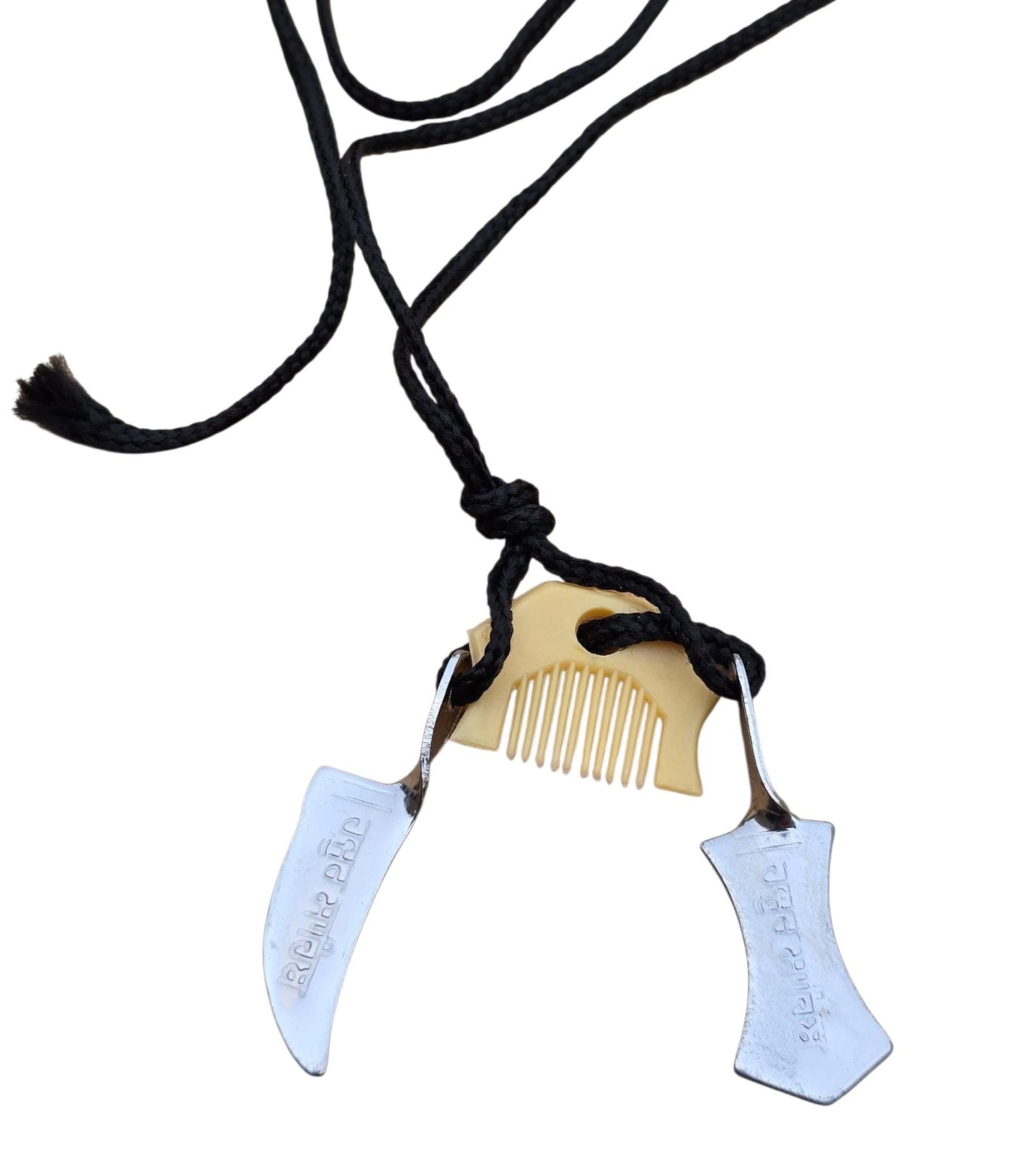 Sikh Hazoor Sahib Sword Khanda Kanga Pendant in black dori Singh kaur Hajur comb QQ locket Sikhism Khalsa Small Siri Sahib Necklace