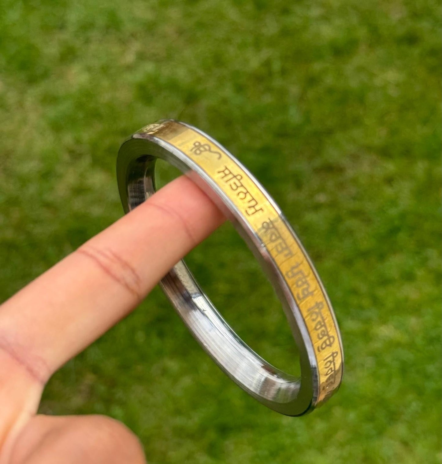 Mool Mantar Kara Smooth Flat Stainless Steel Brass Flat Singh Kaur Kada Sikh B33