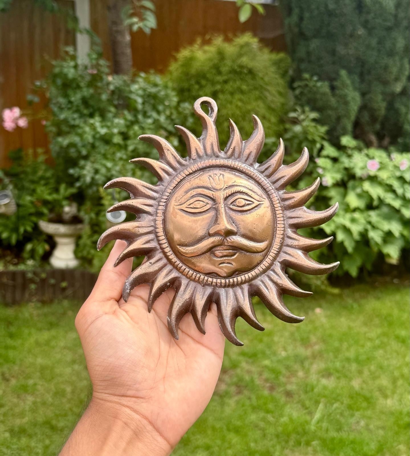 Surya God Hanger Metal Hindu Sungod Decor Art Indian Home Sculpture Hanging TTT6