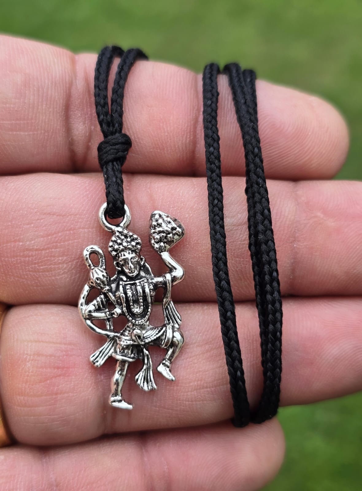 Hanuman Ji Pendant Stainless Steel Hindu Evil Eye Protection Bajrang Bali Dori Q