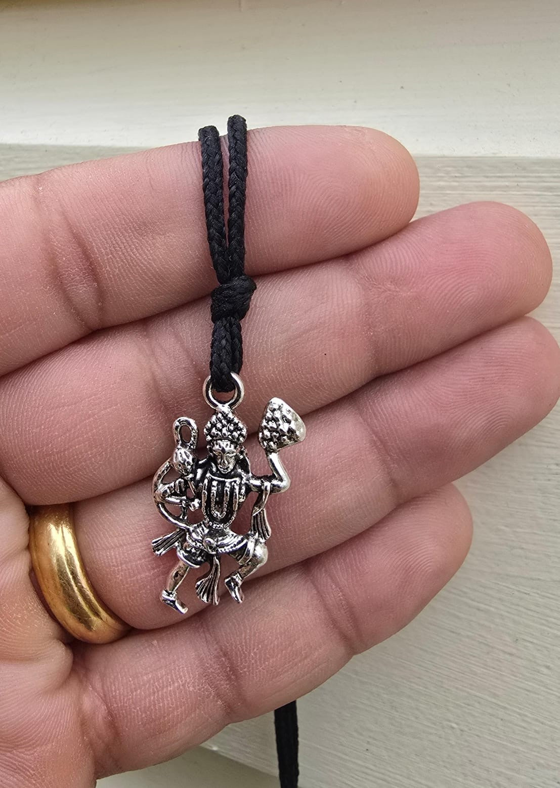 Hanuman Ji Pendant Stainless Steel Hindu Evil Eye Protection Bajrang Bali Dori Q