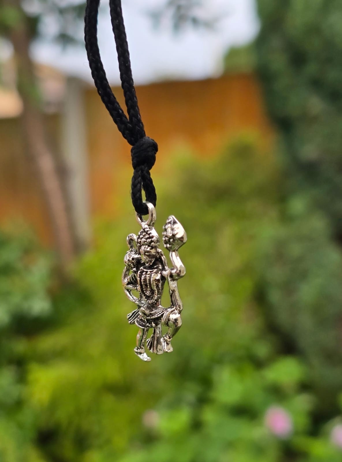 Hanuman Ji Pendant Stainless Steel Hindu Evil Eye Protection Bajrang Bali Dori Q