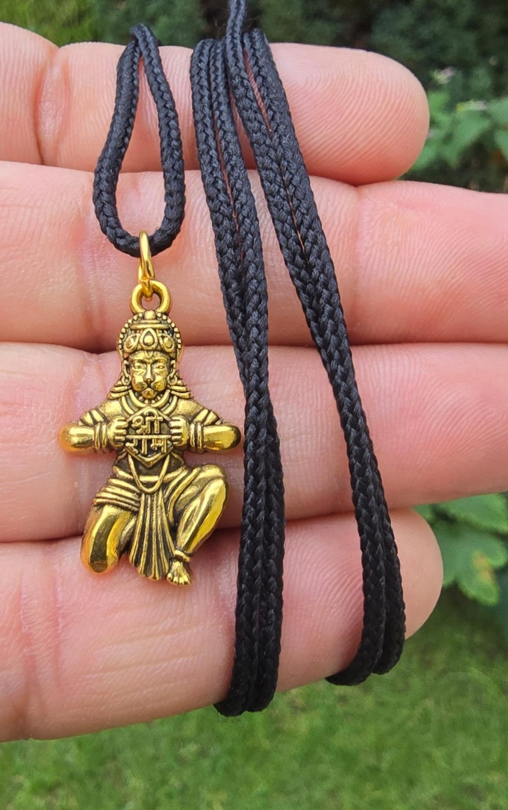 Hanuman Ji Ram Pendant Gold or Silver colour Stainless Steel Hindu black dori Q3
